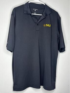 Lsu Tigers Antigua Mens Polo Shirt Med Short Sleeve Performance Golf Gray Sports